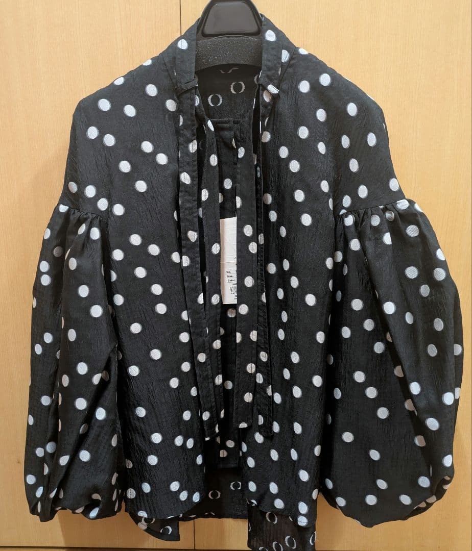 ローブブラン　シアーポルカドット　リボン　ブラウス　L'AUBE BLANC