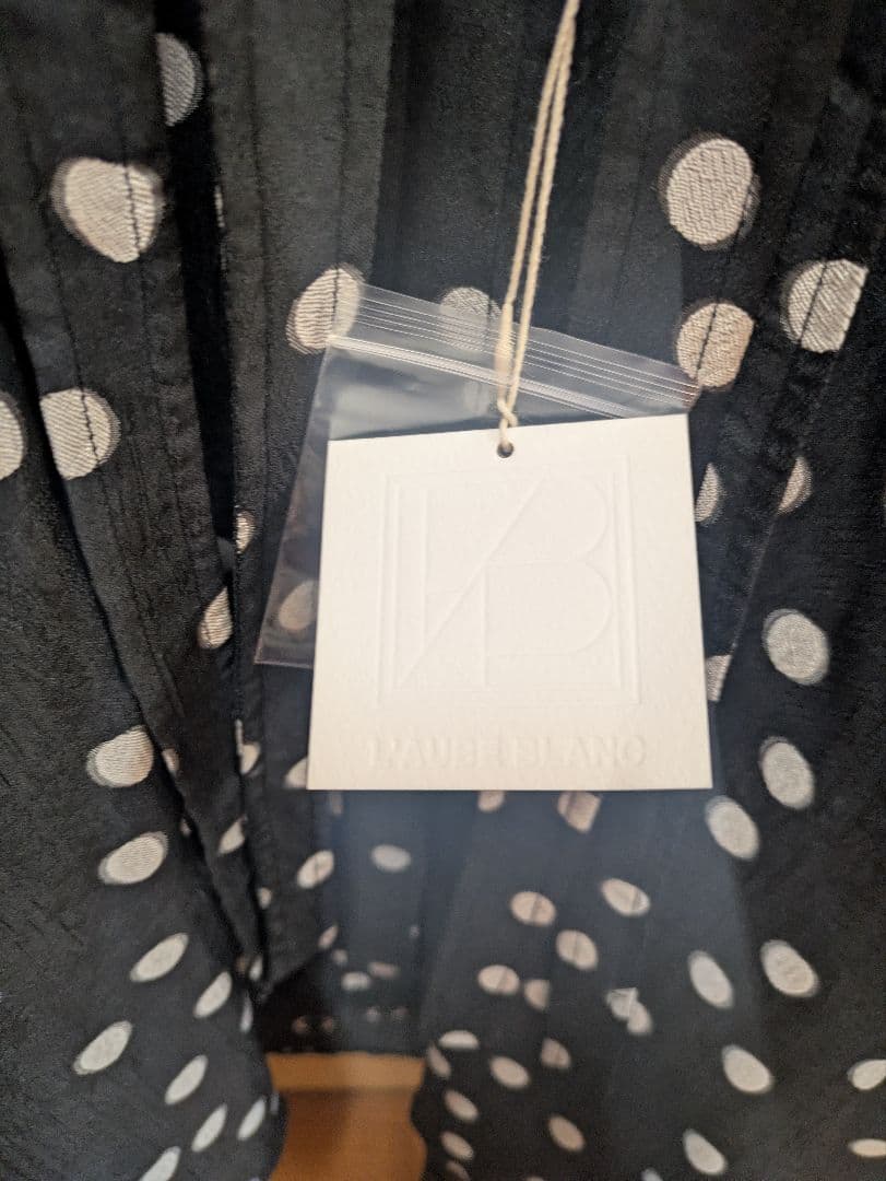 ローブブラン　シアーポルカドット　リボン　ブラウス　L'AUBE BLANC