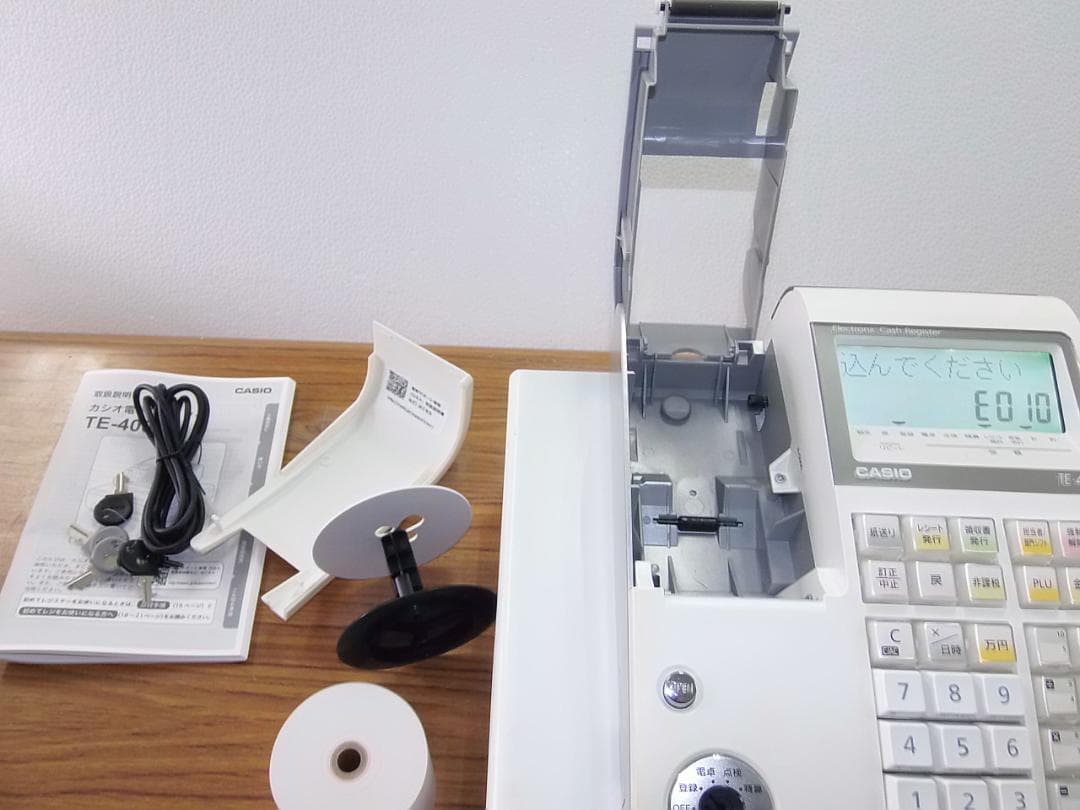 ケーブル付38店名領収書設定無料カシオTE-400インボイスレジスターSDカード