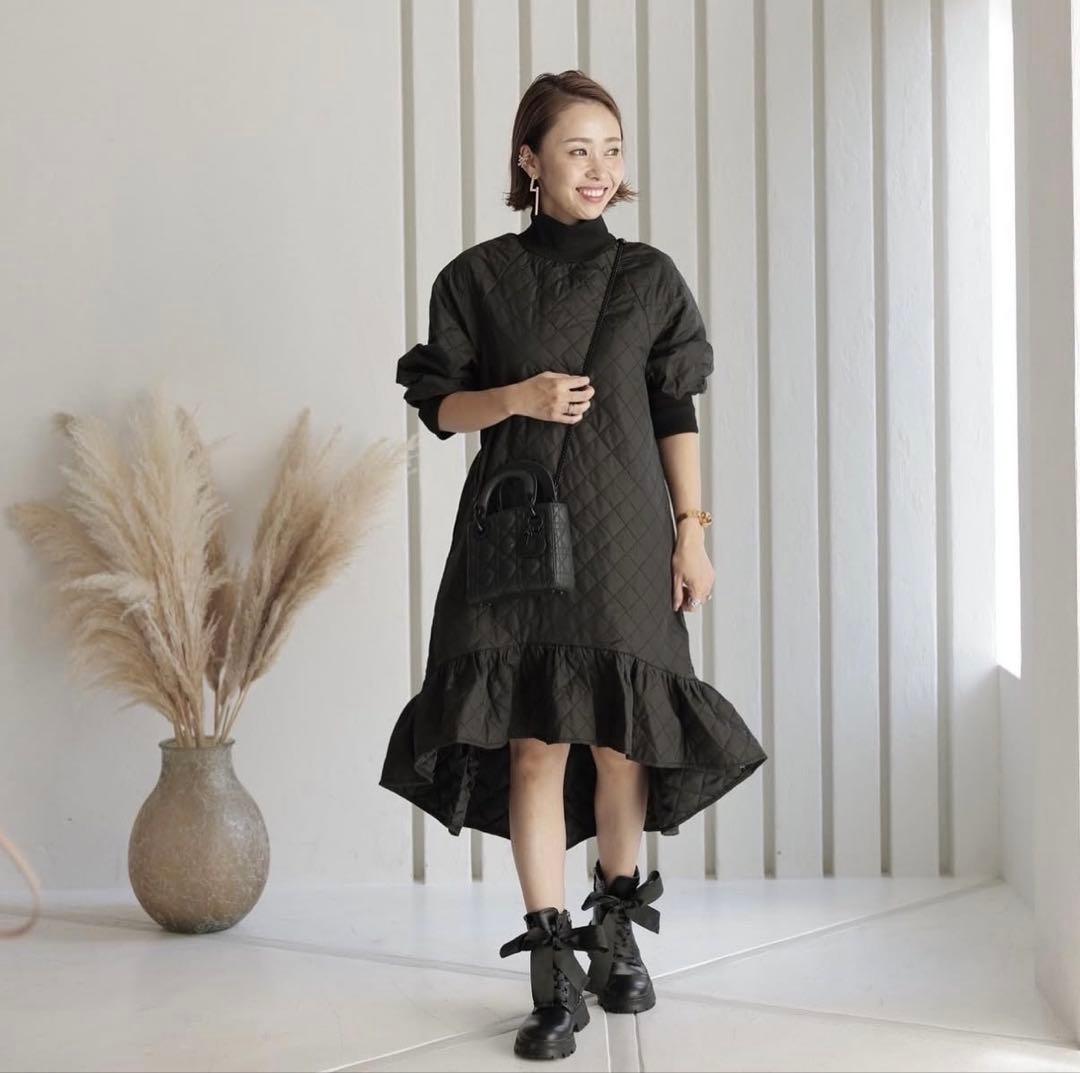 Donoban ドノバン　キルティング　アシメ　ワンピース　ブラック