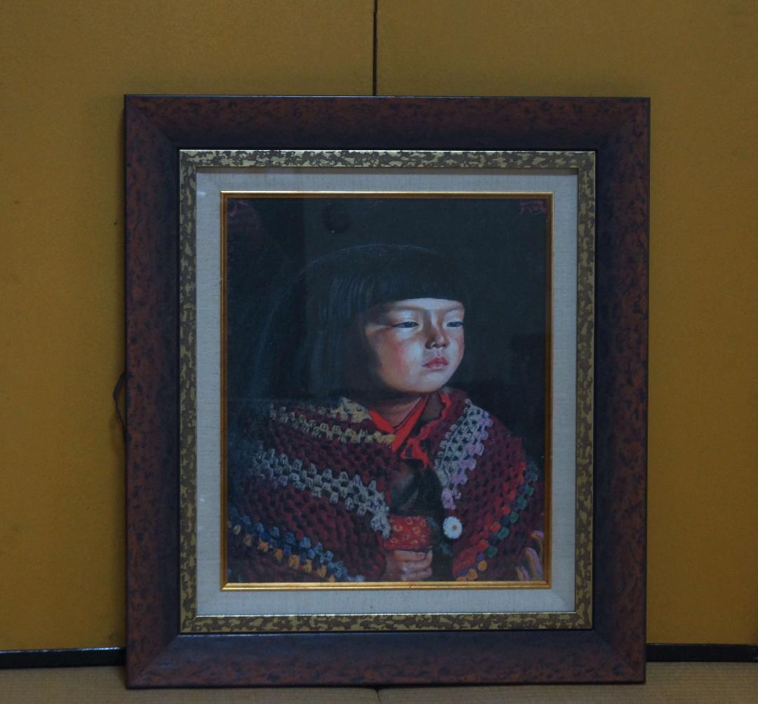 複製画 岸田劉生 1920年作『毛糸肩掛ける麗子肖像』油彩画ウッドワン美術館所蔵