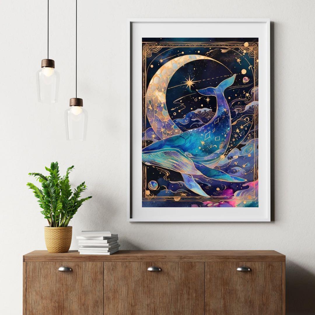 新商品　ALLフェアリーダストビーズ　ダイヤモンドアート　キットA3 クジラ　月