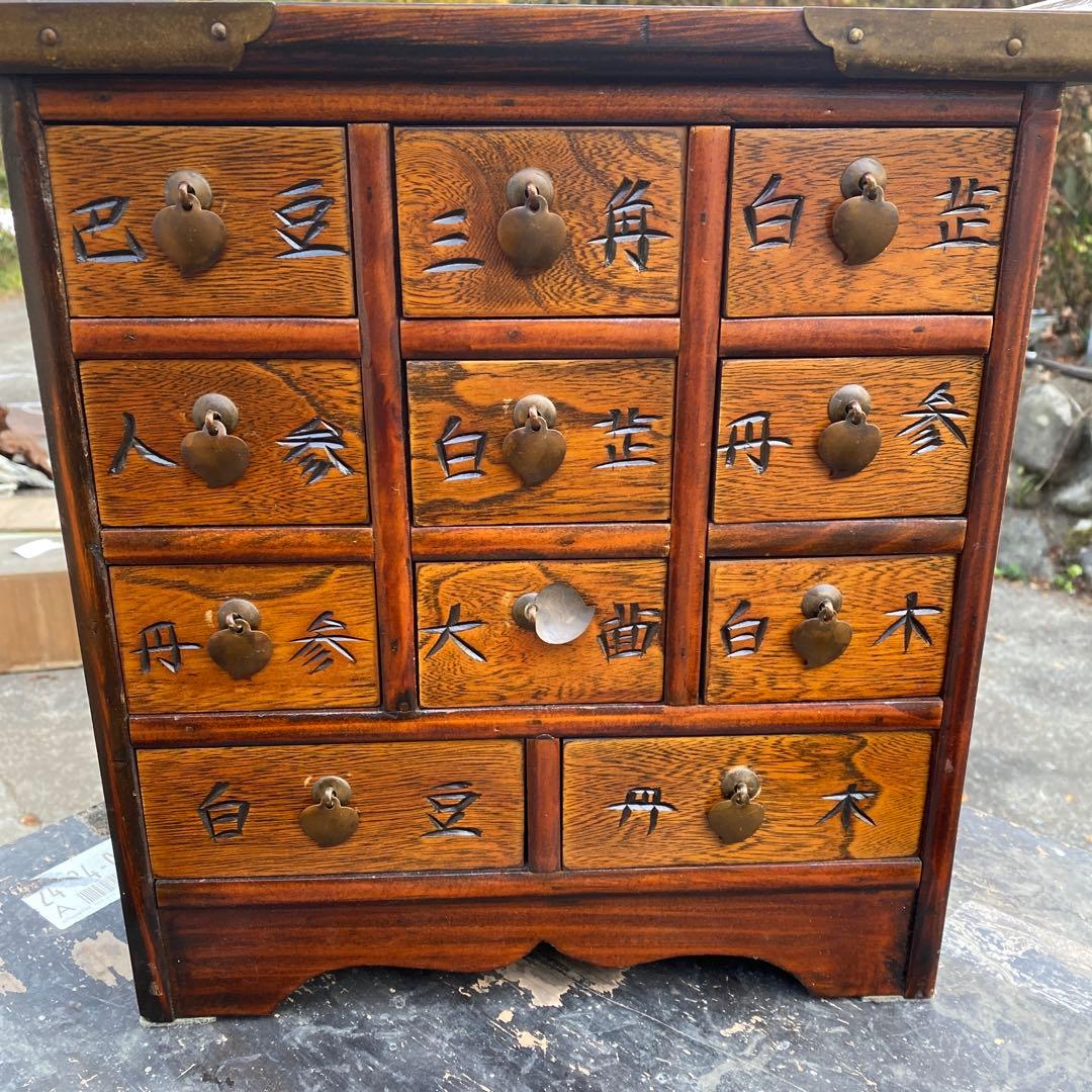 【BO51226】李朝風　薬箪笥　タンス　小引き出し　4段11杯