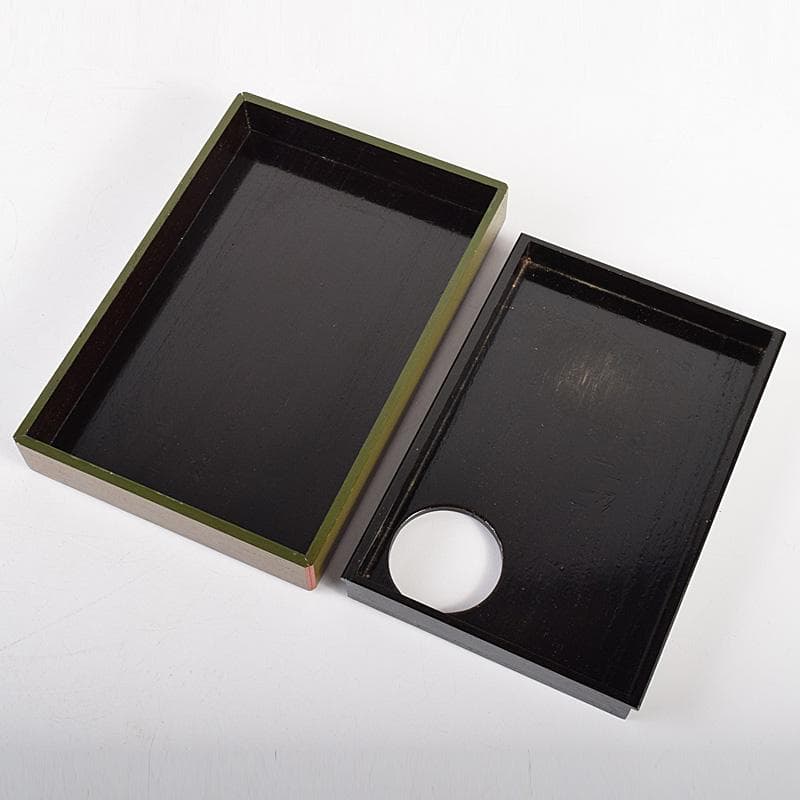 茶道具　面朱茶箱　京焼　山川巖作　茶碗　独楽棗など　九点一式　V　R8493