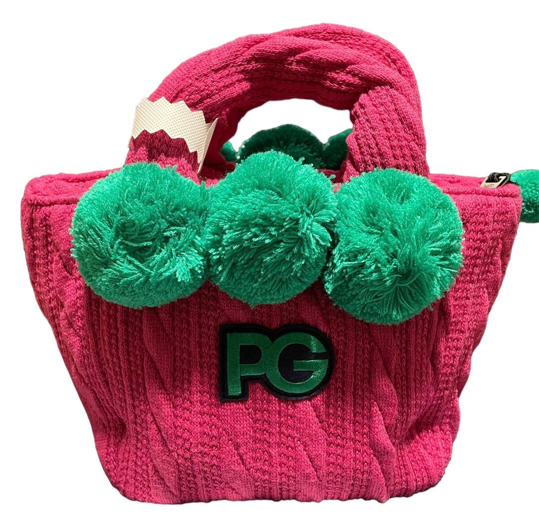 新品 未使用 PEARLY GATES ケーブルニット カートバッグ ピンク