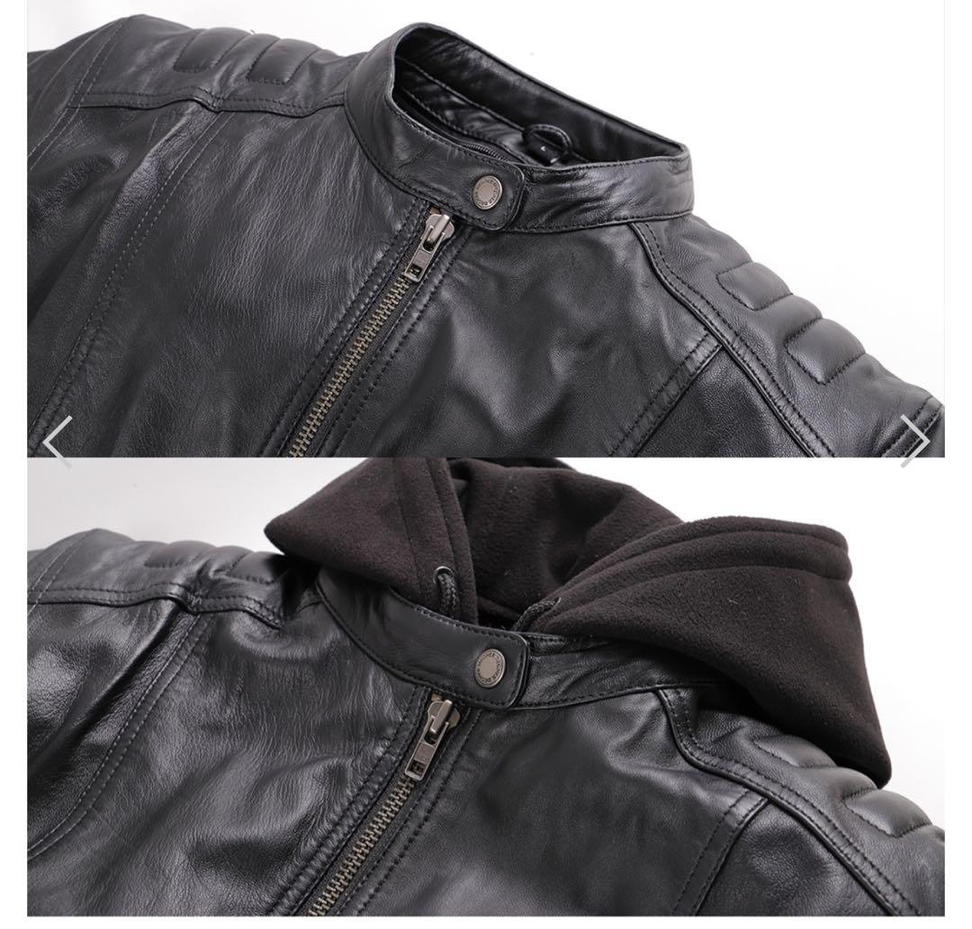 DEGNER デグナーシングルライダースジャケットフーディジャケット　2way