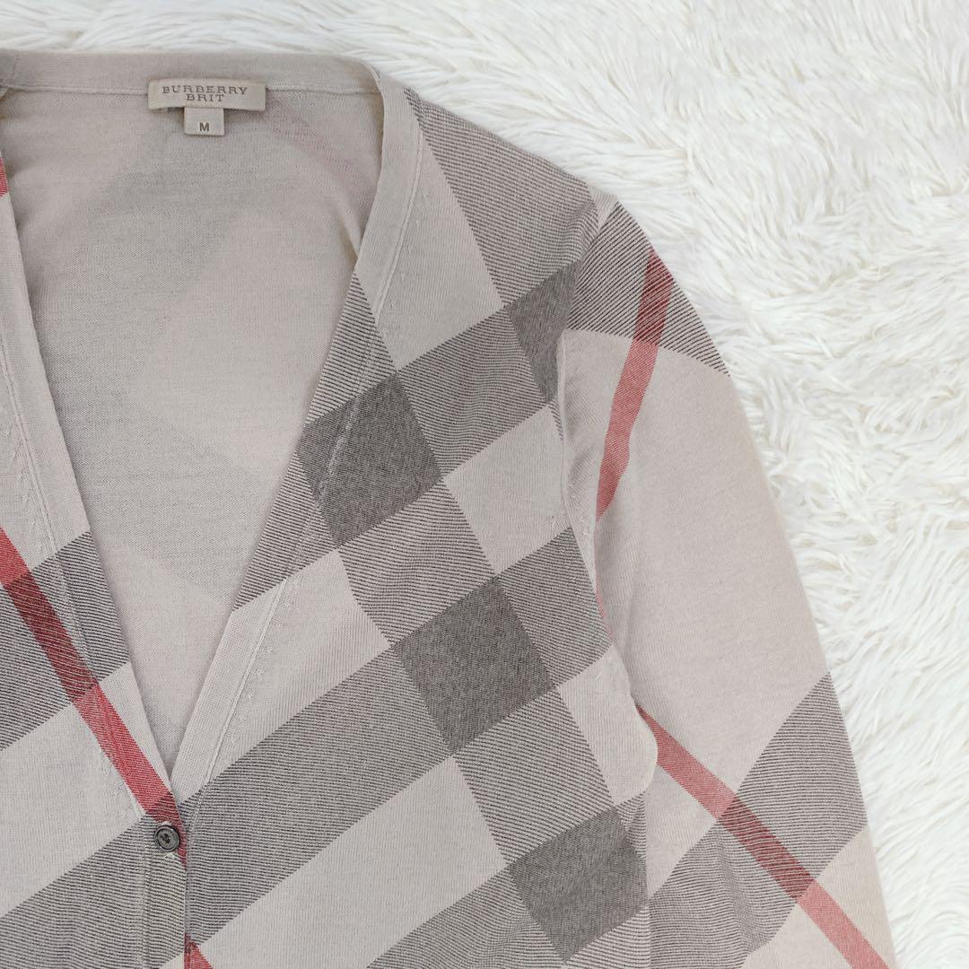 希少 BURBERRY メガノバチェック柄 カーディガン カシミヤ混 ベージュ