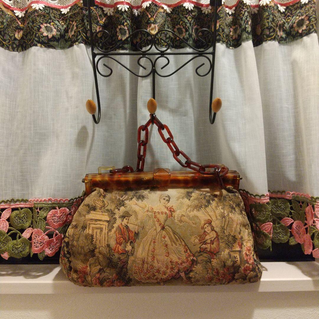 フランス製 プチポワン ゴブラン ハンドバッグ