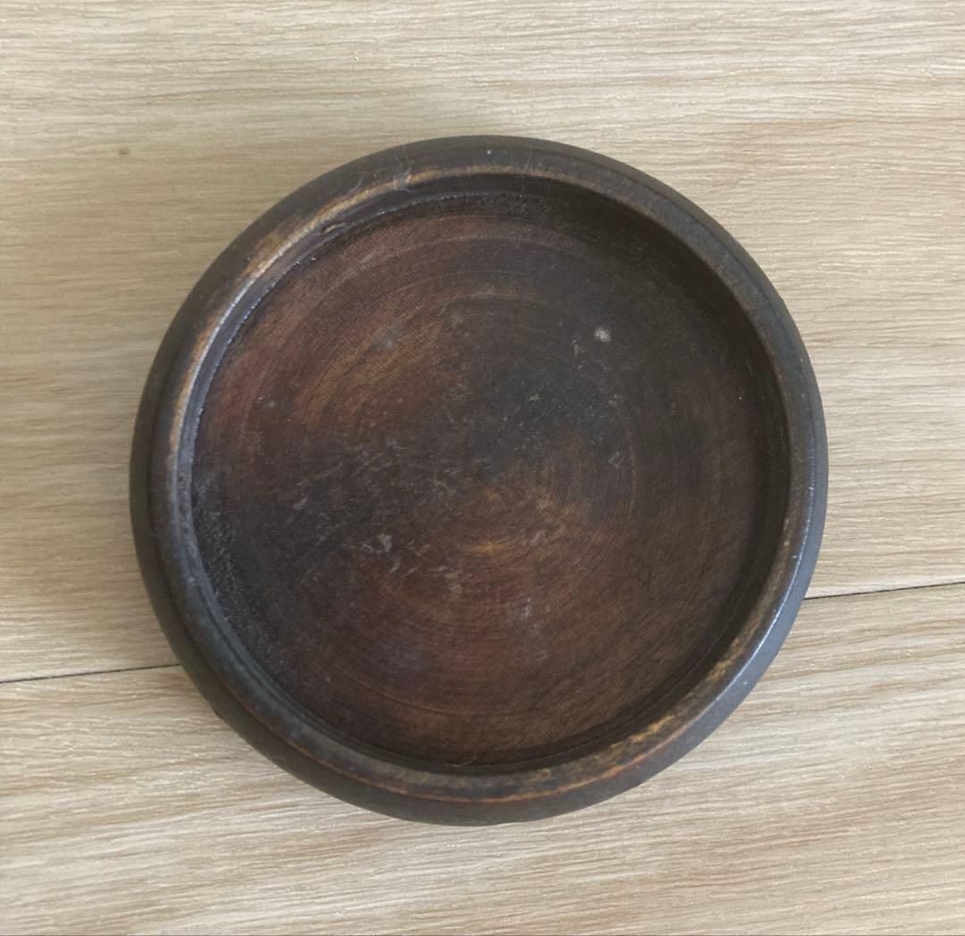 【稀少】アイヌ工芸　アイヌ紋様　手つき盆　シントコ小物入　脚付