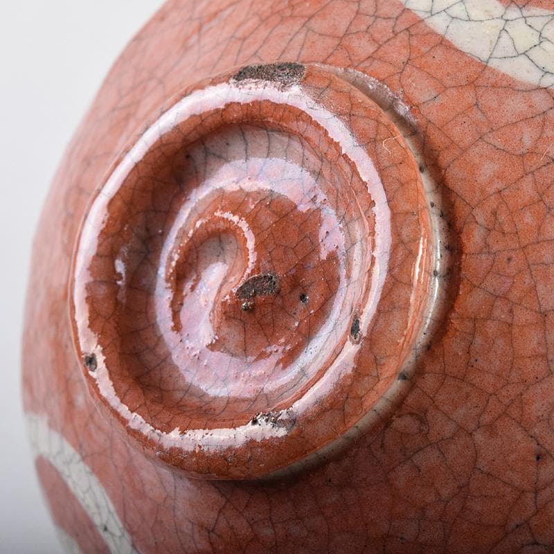 茶道具　楽吉左衛門　六代　左入作　赤楽茶碗　裏千家圓能斎極め箱　M　R8544