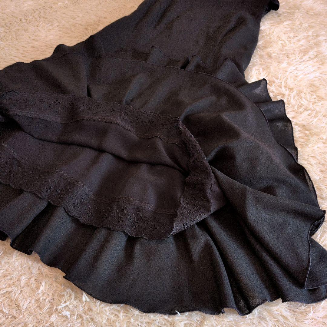 日本製★FOXEY　ワンピース　フリル　ブラック　38