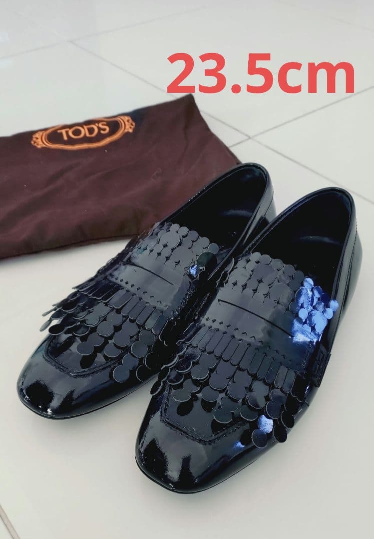 TOD'S サイクルレースキルト付き エナメルローファー 　23.5cm