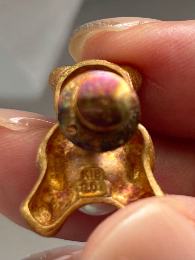 １８k本真珠　テディベア　ブローチ