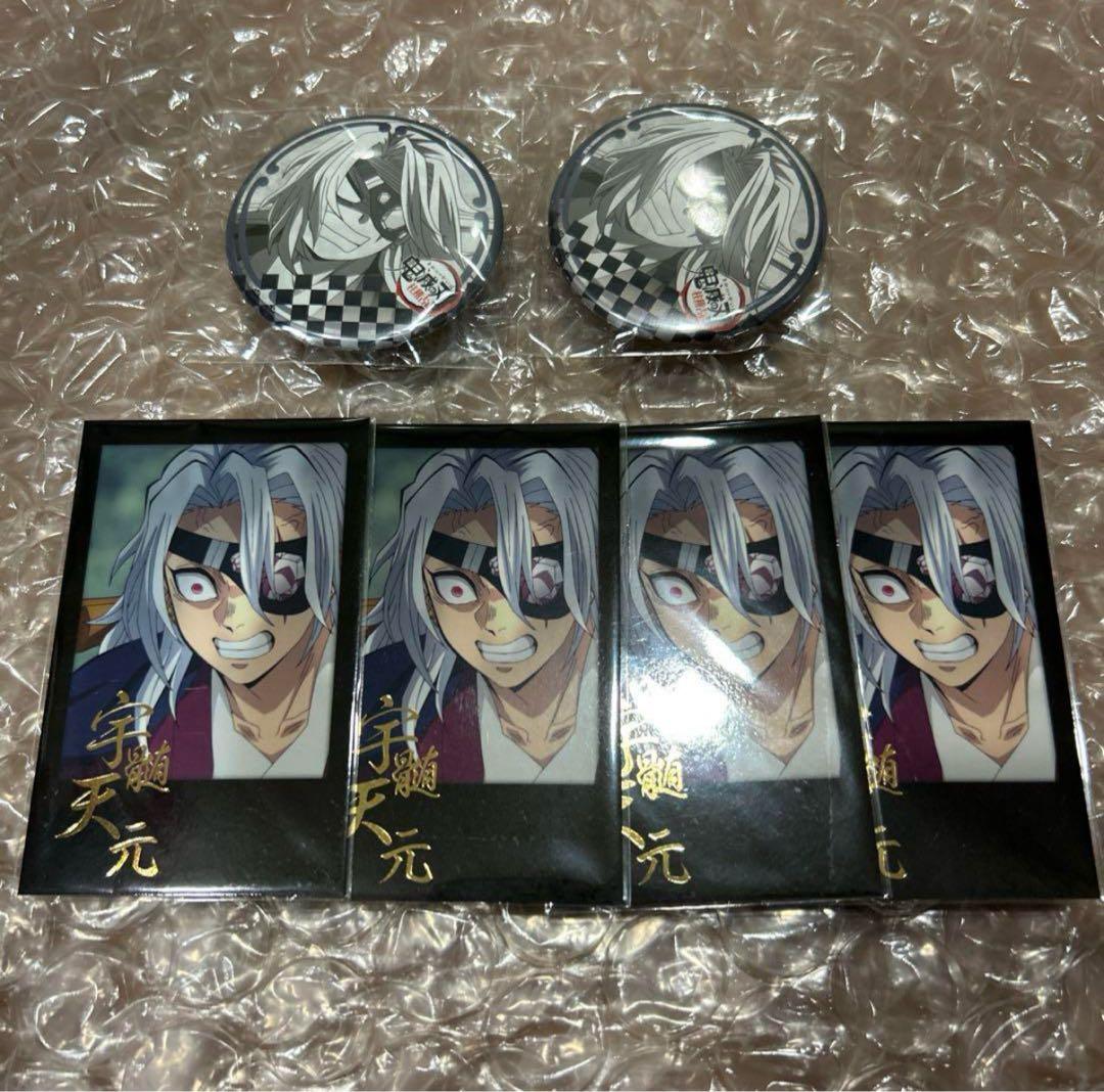 鬼滅の刃 お楽しみくじ 柱稽古編 第一期 宇髄天元 チェキ風ブロマイド 缶バッジ