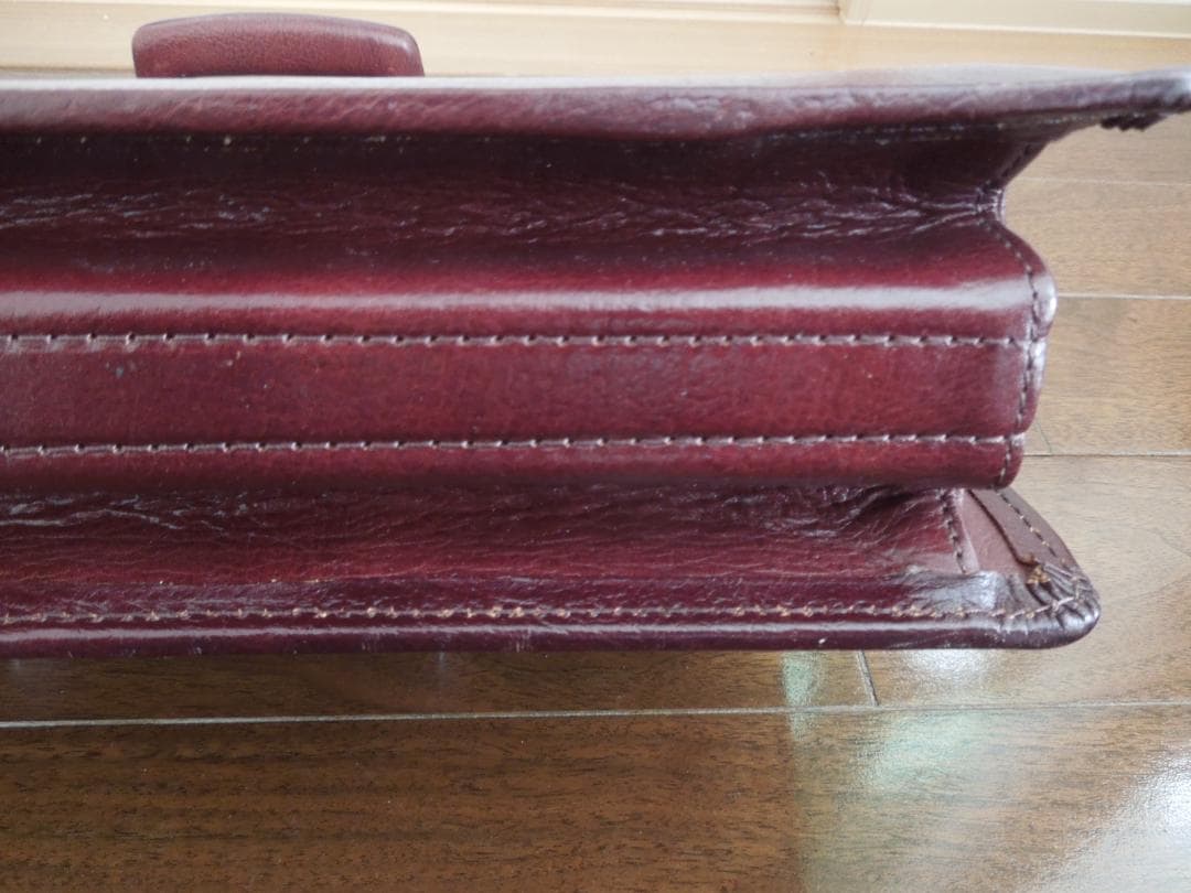 【しえもん】レザー製 バーガンディ ブリーフケース / 本革　鍵付き