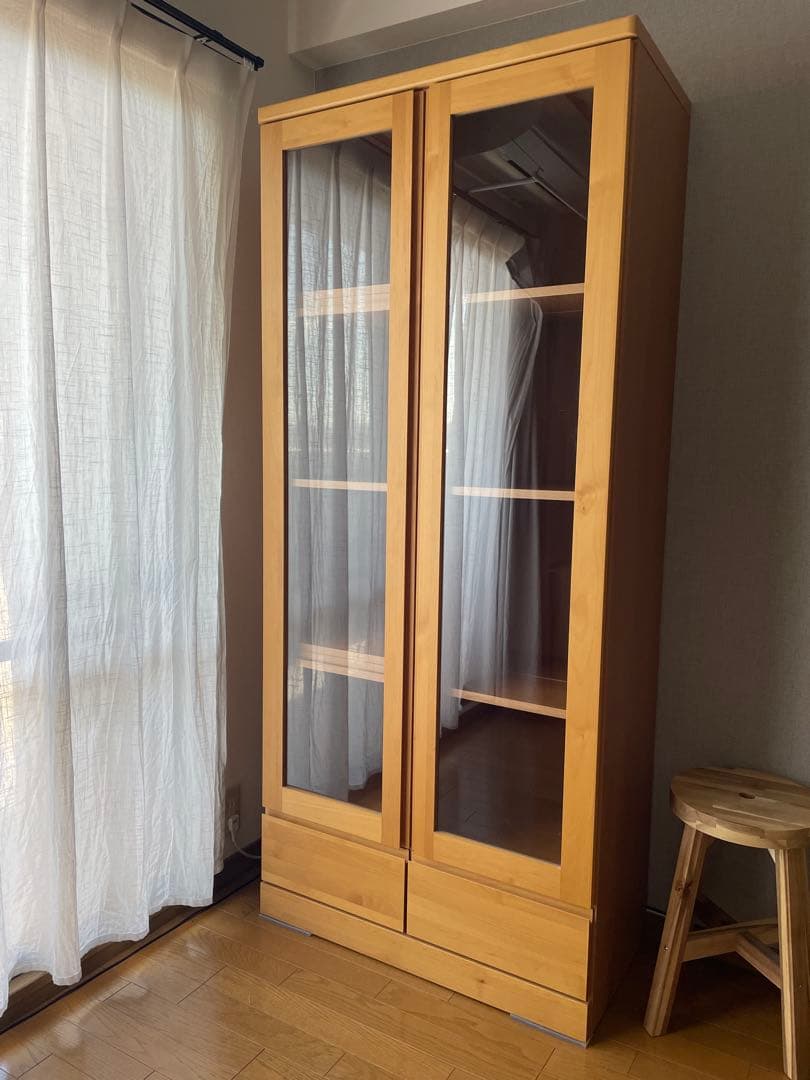 ベルメゾン　ナチュラルウッド　本棚　書棚　ブックシェルフ　キャビネット　飾り棚