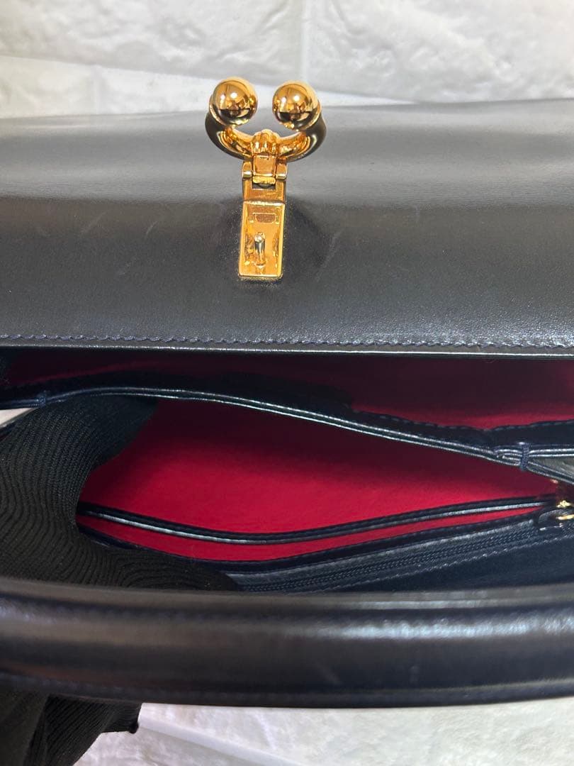 GUCCI カーフハンドバッグ　濃紺