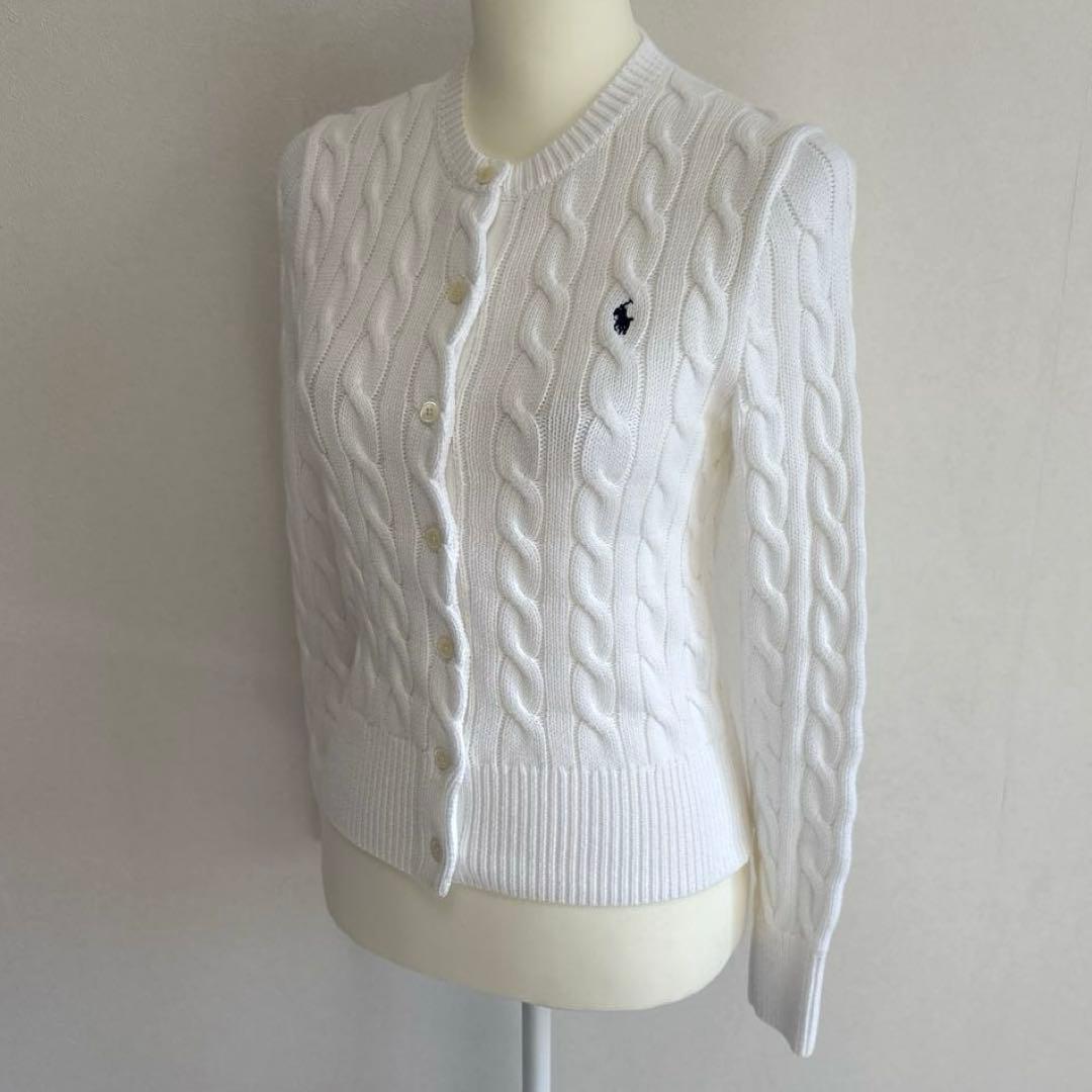 【美品】 ポロラルフローレン コットン ケーブルニット カーディガン