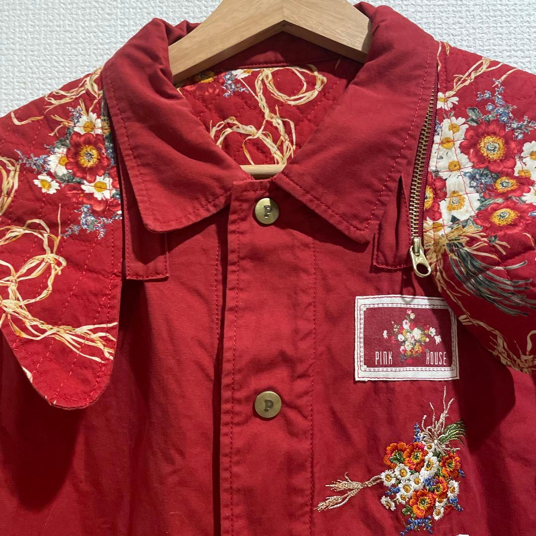 PINK HOUSE 赤色 刺繍 モッズコート