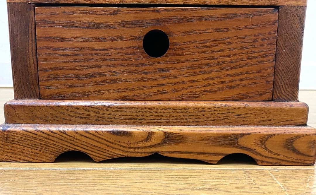 美品 アンティーク レトロ 小ぶり 賽銭箱 貯金箱 木製 けやき 無垢