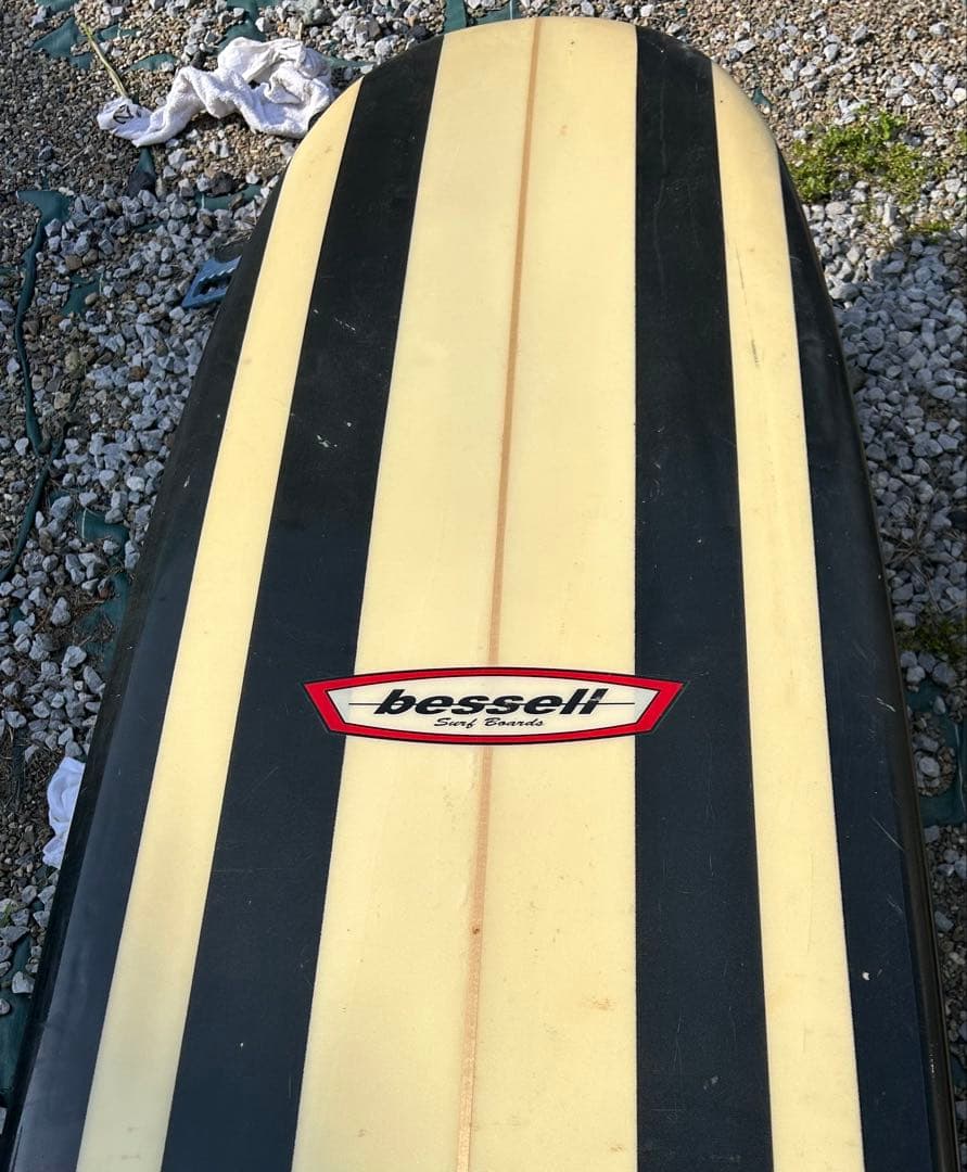 bessell ロングボード ブラック/クリーム ストライプ