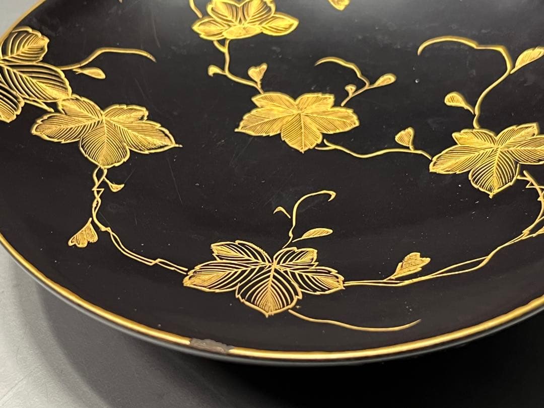 時代　極上　輪島塗　沈金蒔絵　蓋付き煮椀　四客　木製