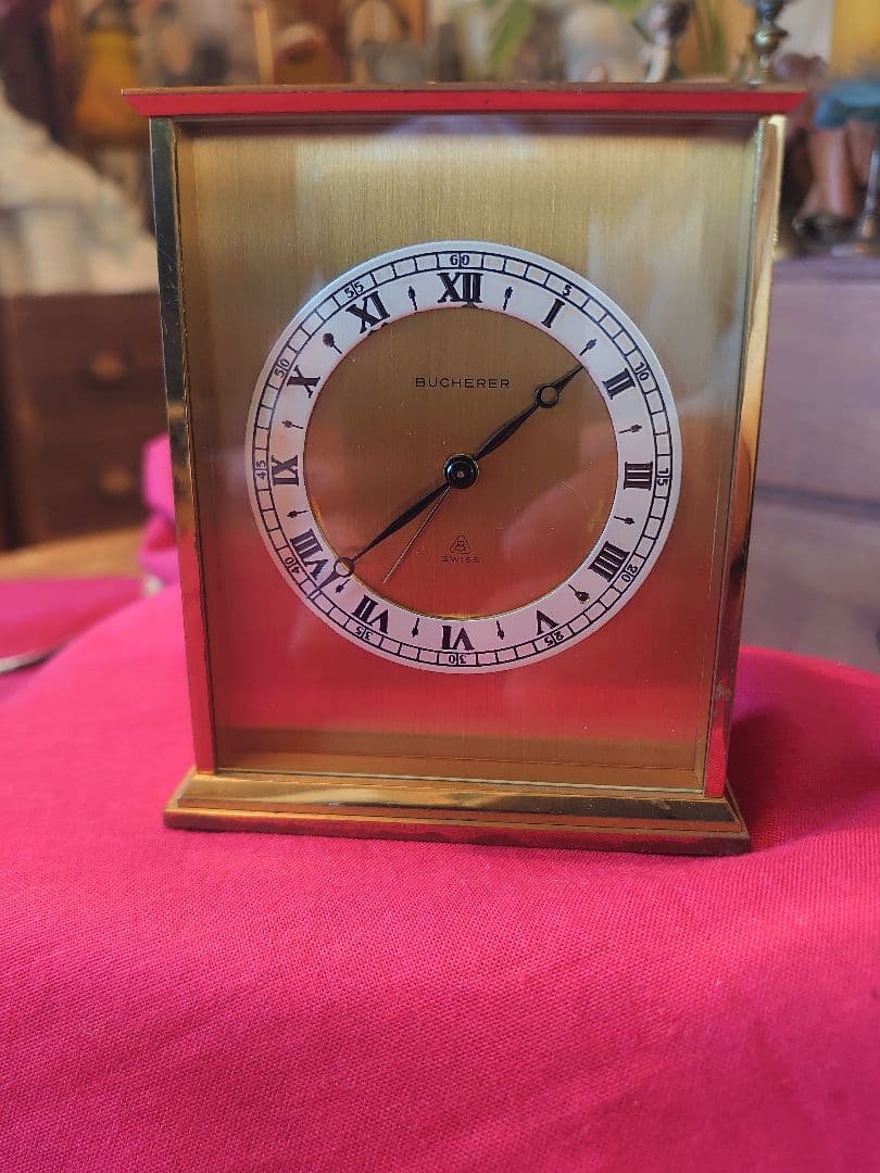 BUCHERER ブッフェラー手巻き置き時計 ゴールド 8Day目覚(稼働品)
