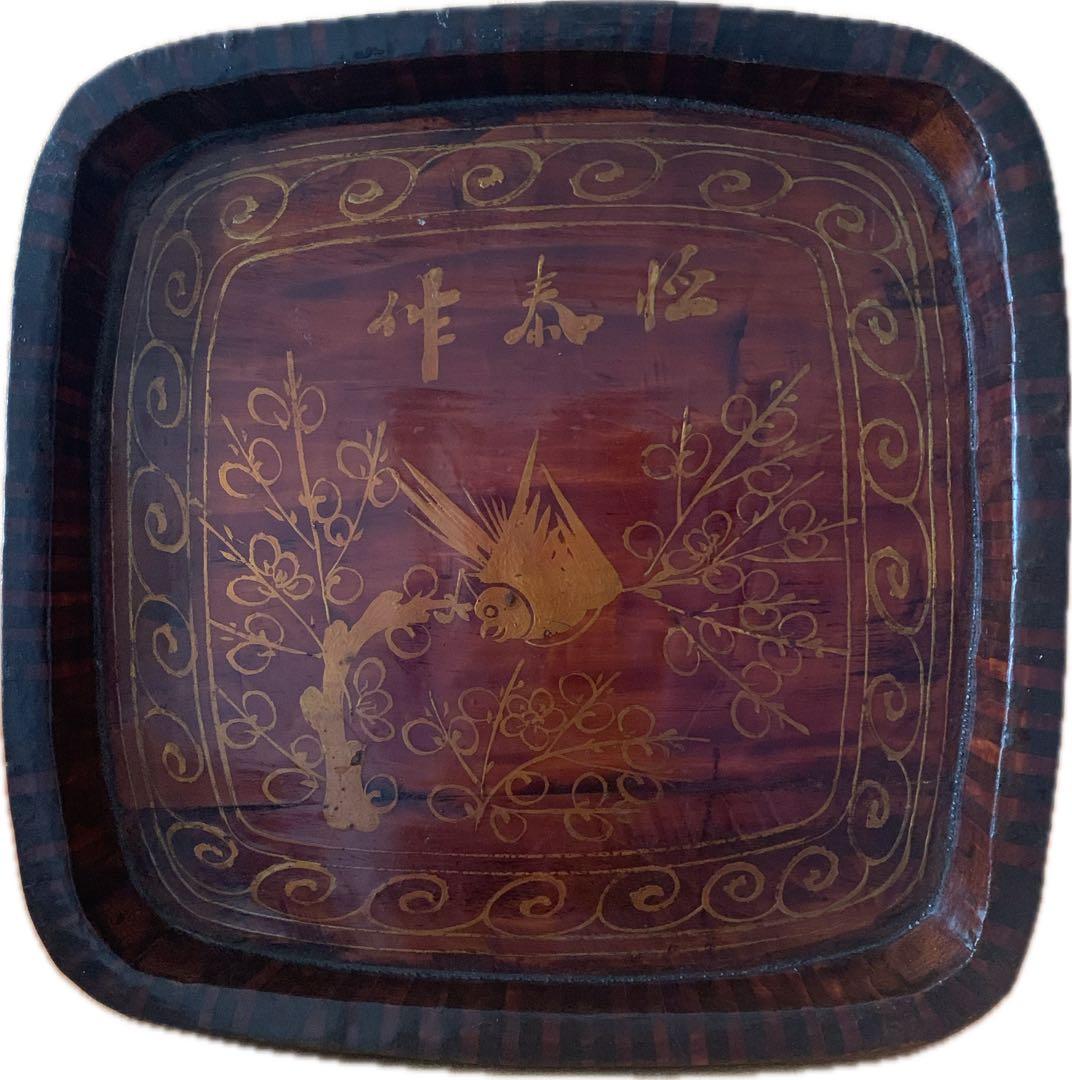 希少　高級　四方盆　中国 漢口　恒泰發記　製造　アンティーク