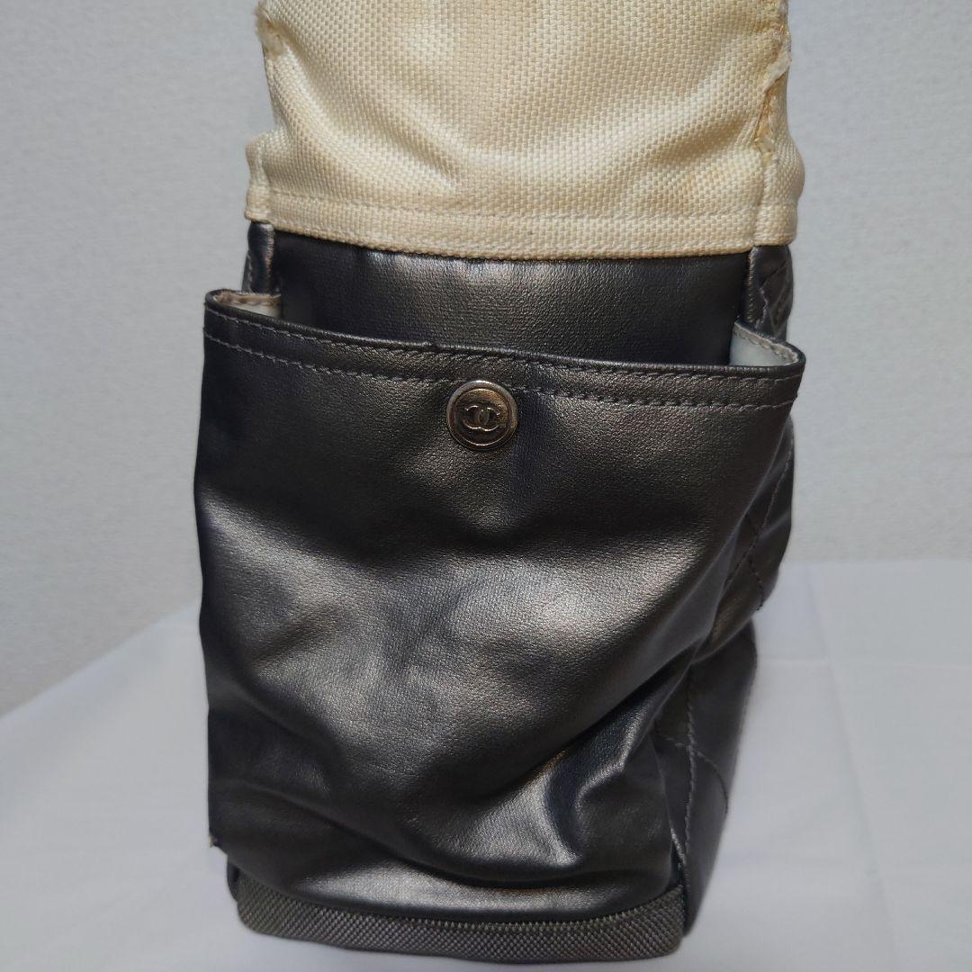 CHANEL パリピアリッツGM ダークグレー トートバック ポーチ付き