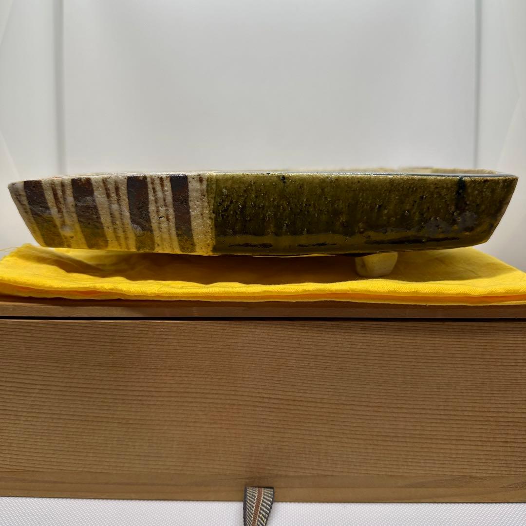 加藤重高 織部 四方鉢 鉢 共箱