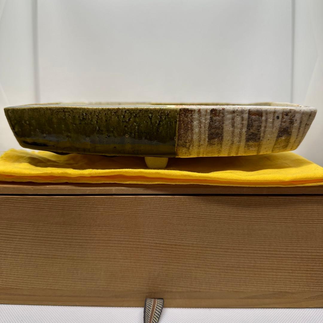 加藤重高 織部 四方鉢 鉢 共箱