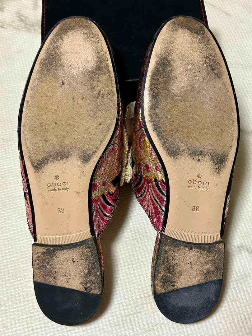 GUCCI プリンスタウン パール リボン ミュール サンダル グッチ 38
