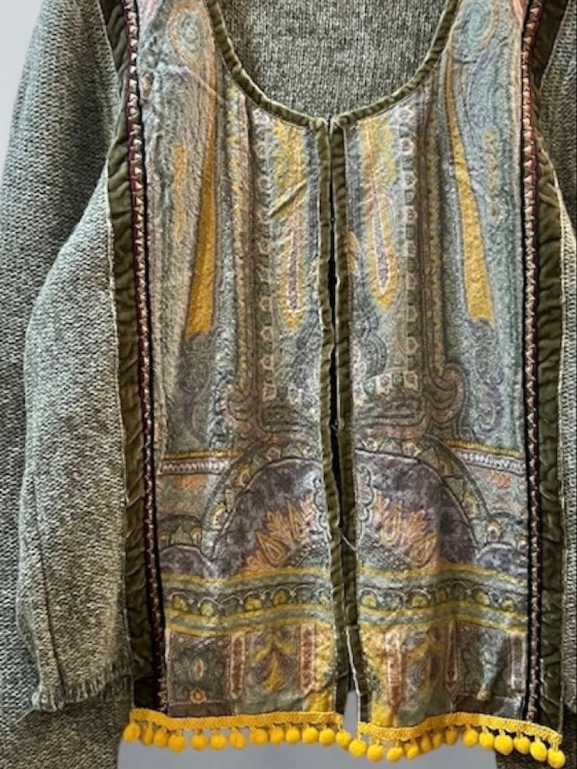 ETRO エトロ　シルクプリント切り替え デザインニット カーディガン