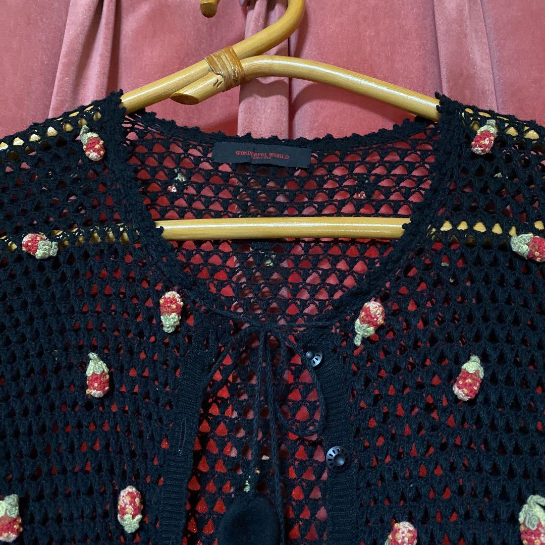 週末お値下げ❣️【カネコイサオ】いちご・さくらんぼモチーフカーディガン