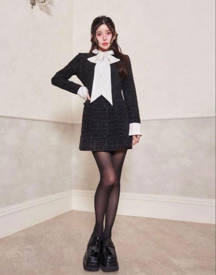 Darich クラシカルボウタイツイードミニワンピース FLサイズ