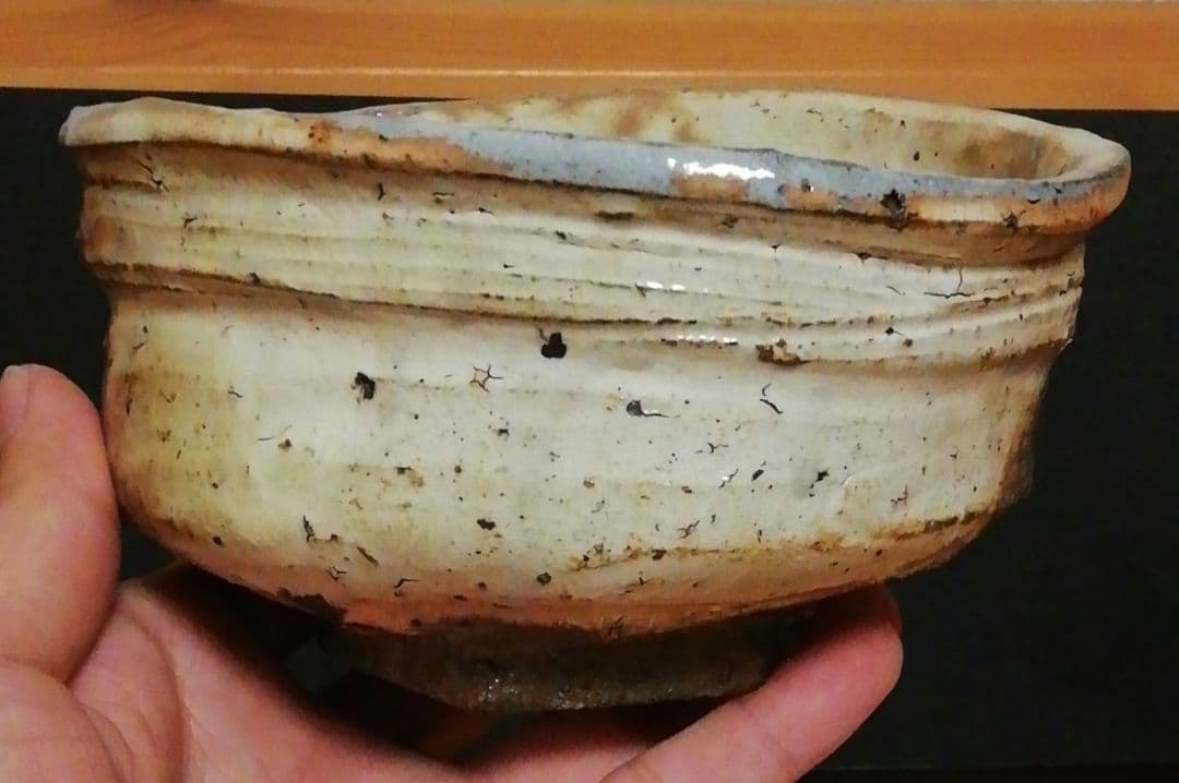 丸田宗彦作　粉引　唐津　沓　茶碗　共箱　共布　略歴付　茶道具