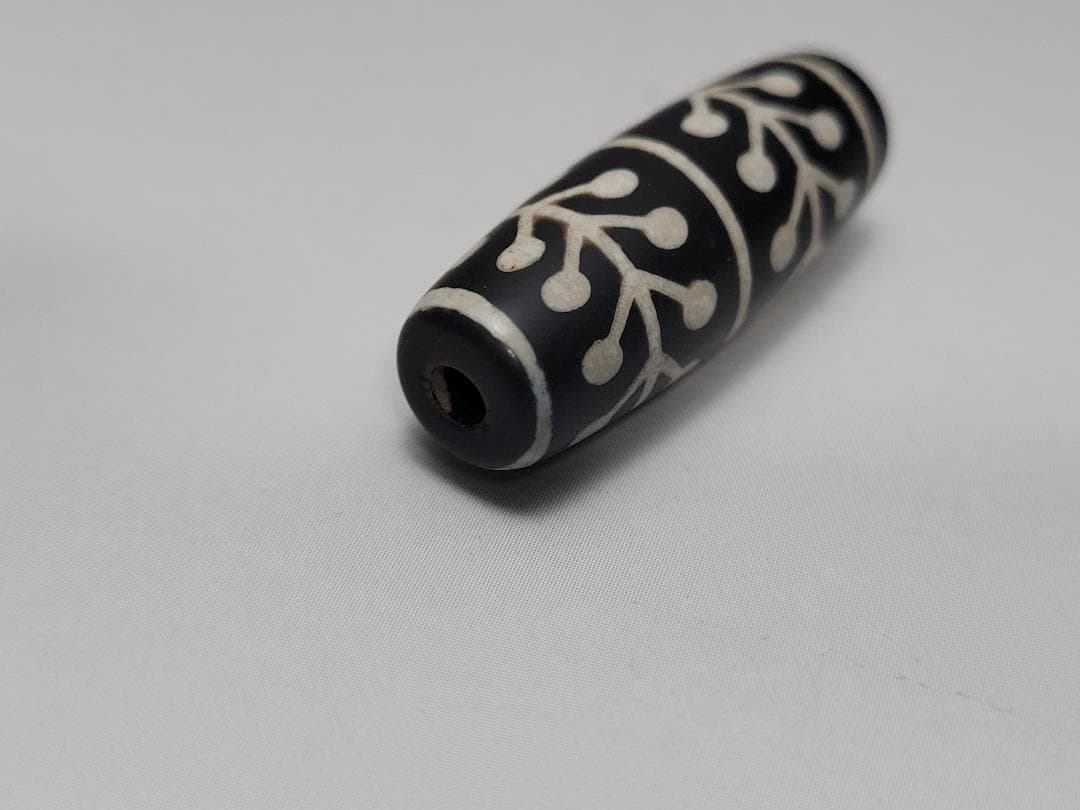 古代 黒瑪瑙 ビーズ 玉 装身具 時代物 高さ約2.9cm