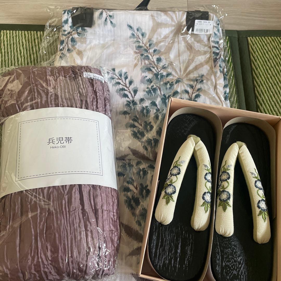 T⭐︎【新品】maru × utatane 浴衣、帯、下駄3点セット