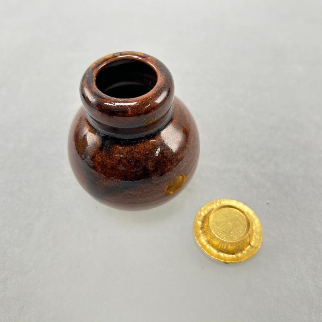 D【茶道具】茶入 瓢箪壺 大名物 陶若窯作 蓋 桐箱入り