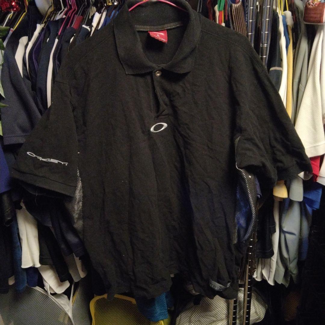 野球ウェア　OAKLEYオークリー　半袖ポロシャツLサイズダークブラックシルバー