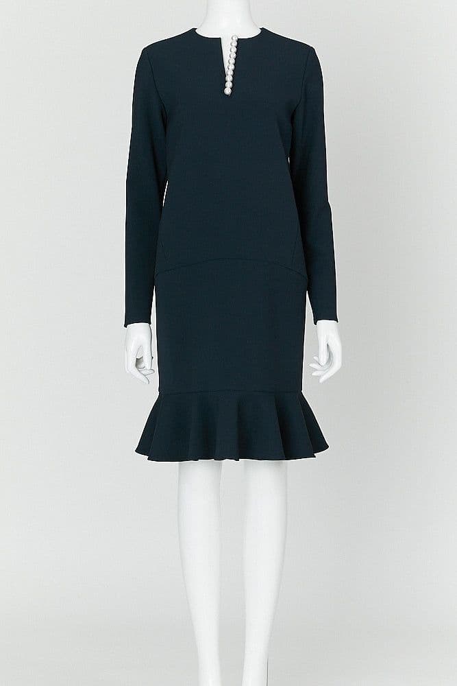 t*1様 ヨーコチャン ネイビー 膝丈 裾フリル ワンピース40サイズ