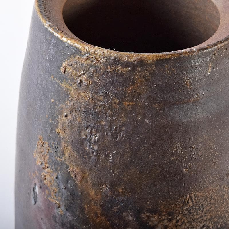 備前焼　人間国宝　金重陶陽作　花入　共箱　D　R7820