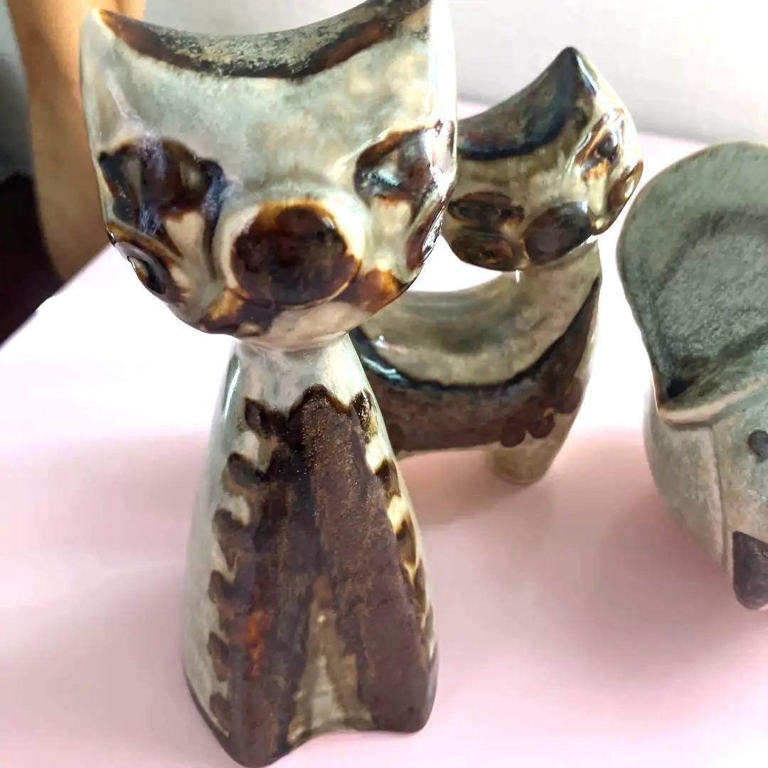 猫と象の陶器フィギュア3点セット　スーホルム　廃絶