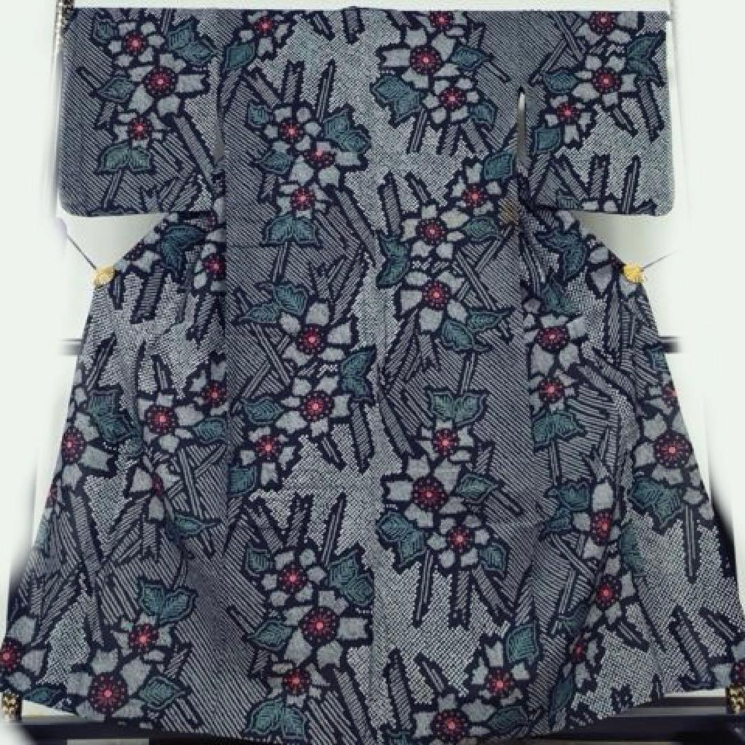 浴衣　有松絞り　身丈157 裄丈69　総絞り　濃紺　鹿の子絞り　有松鳴海絞り
