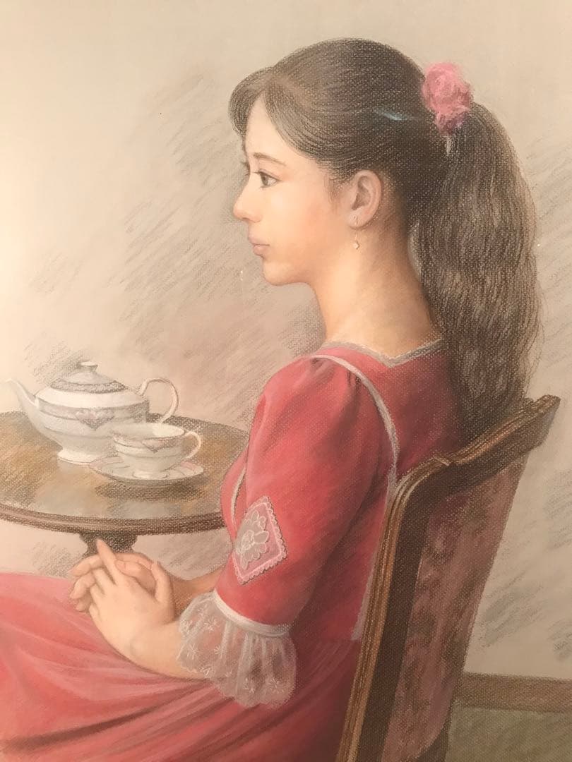 徳田宏行　「午後」　パステル画２０号　画面右下・作品裏に本人直筆サイン有り