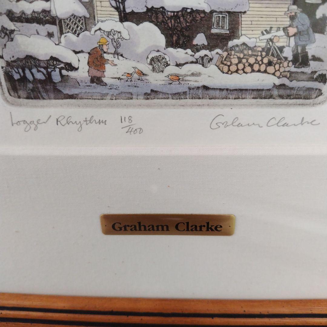 グラハムクラークのリトグラフ作品 木製フレーム付き