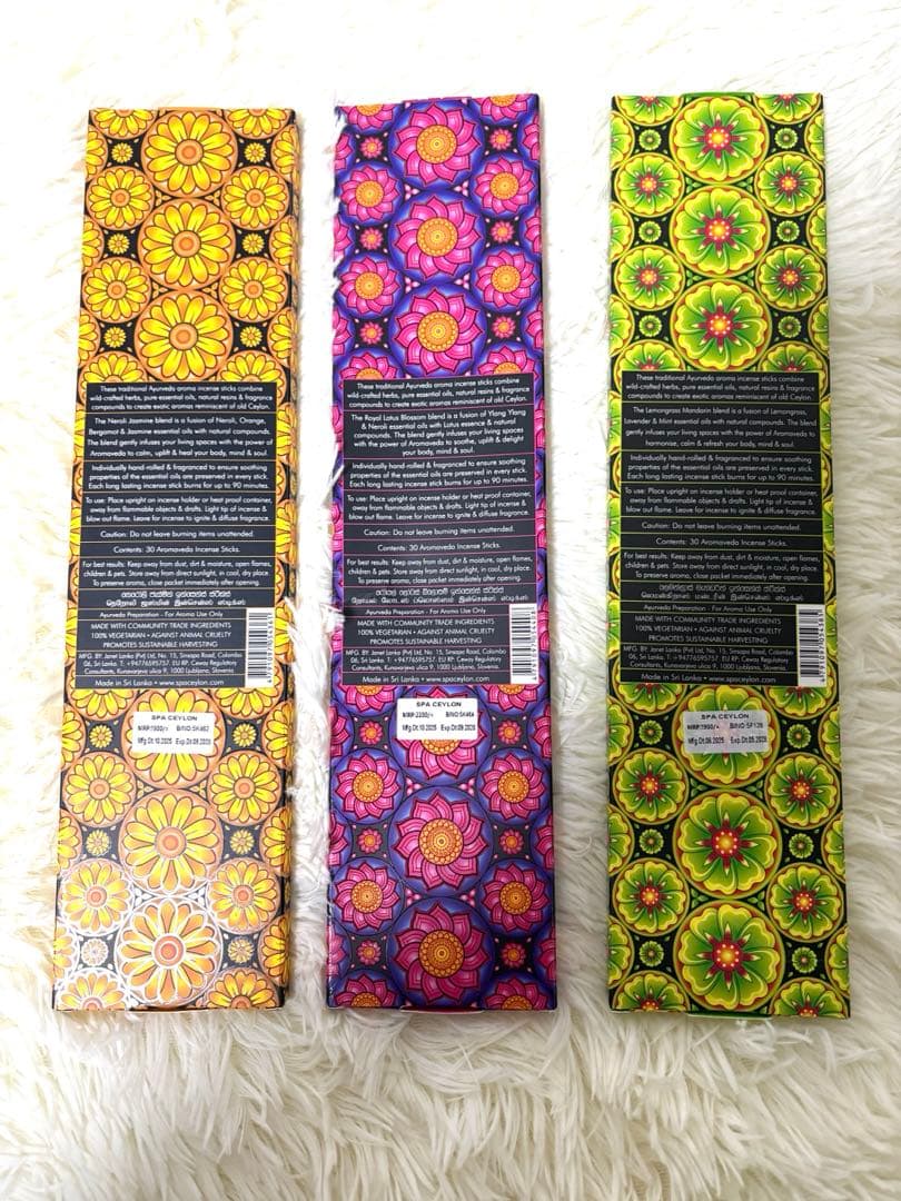 スパセイロン お香3種＋お香立て＋ギフトバッグ　アーユルヴェーダの香りで癒し時間