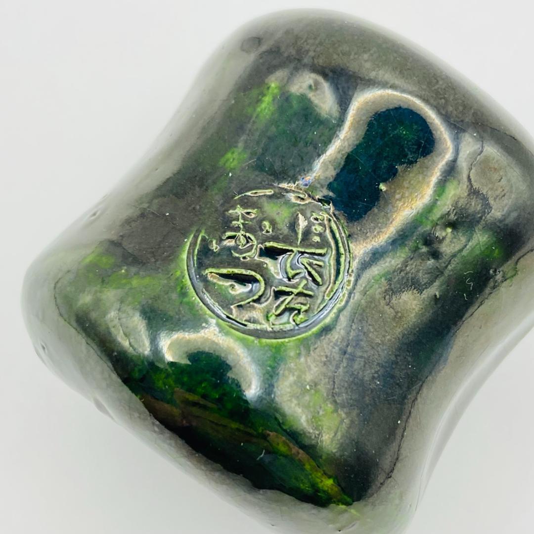 つくね蓋置 大樋焼 青釉　10代大樋長左衛門　共箱入　茶道具　茶器　伝統工芸品