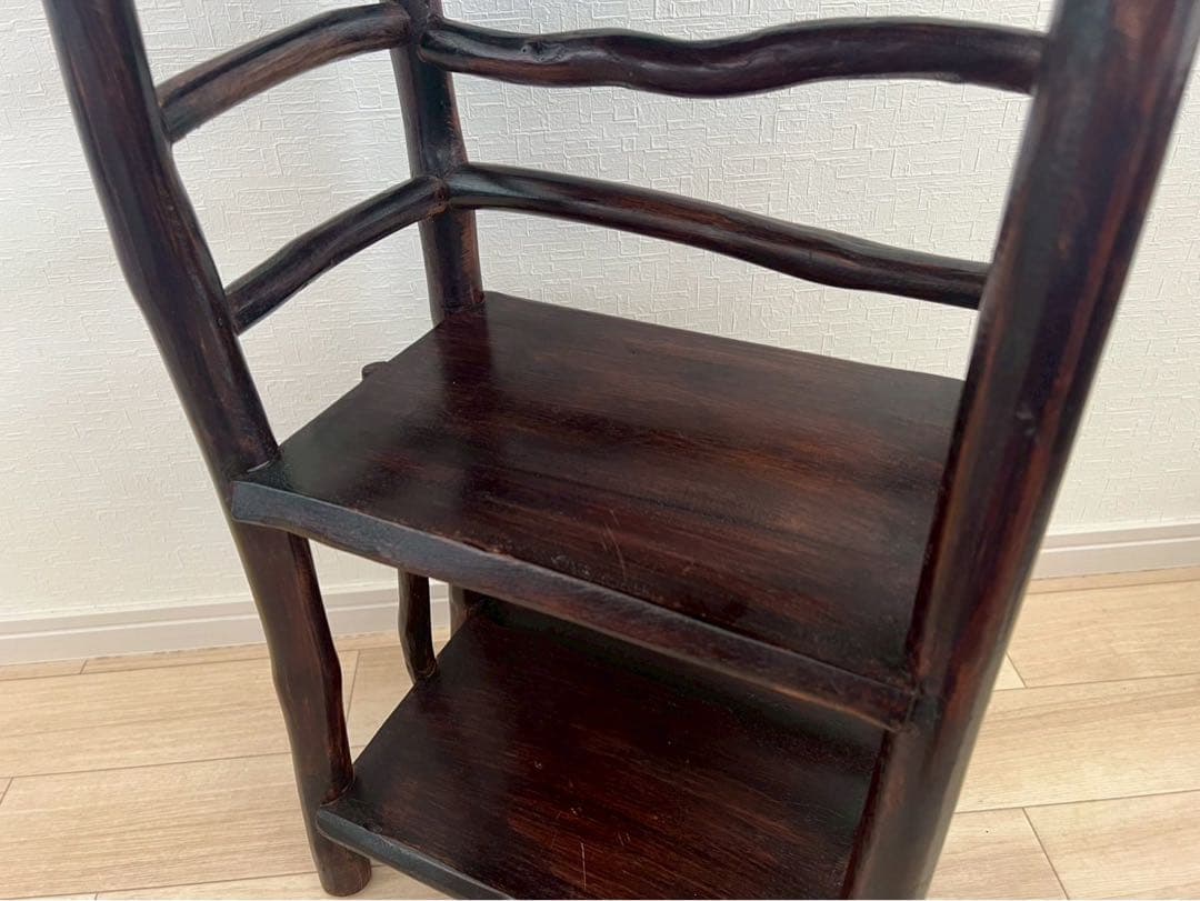 ウッドラック　原木ナチュラル4段　ダークブラウン