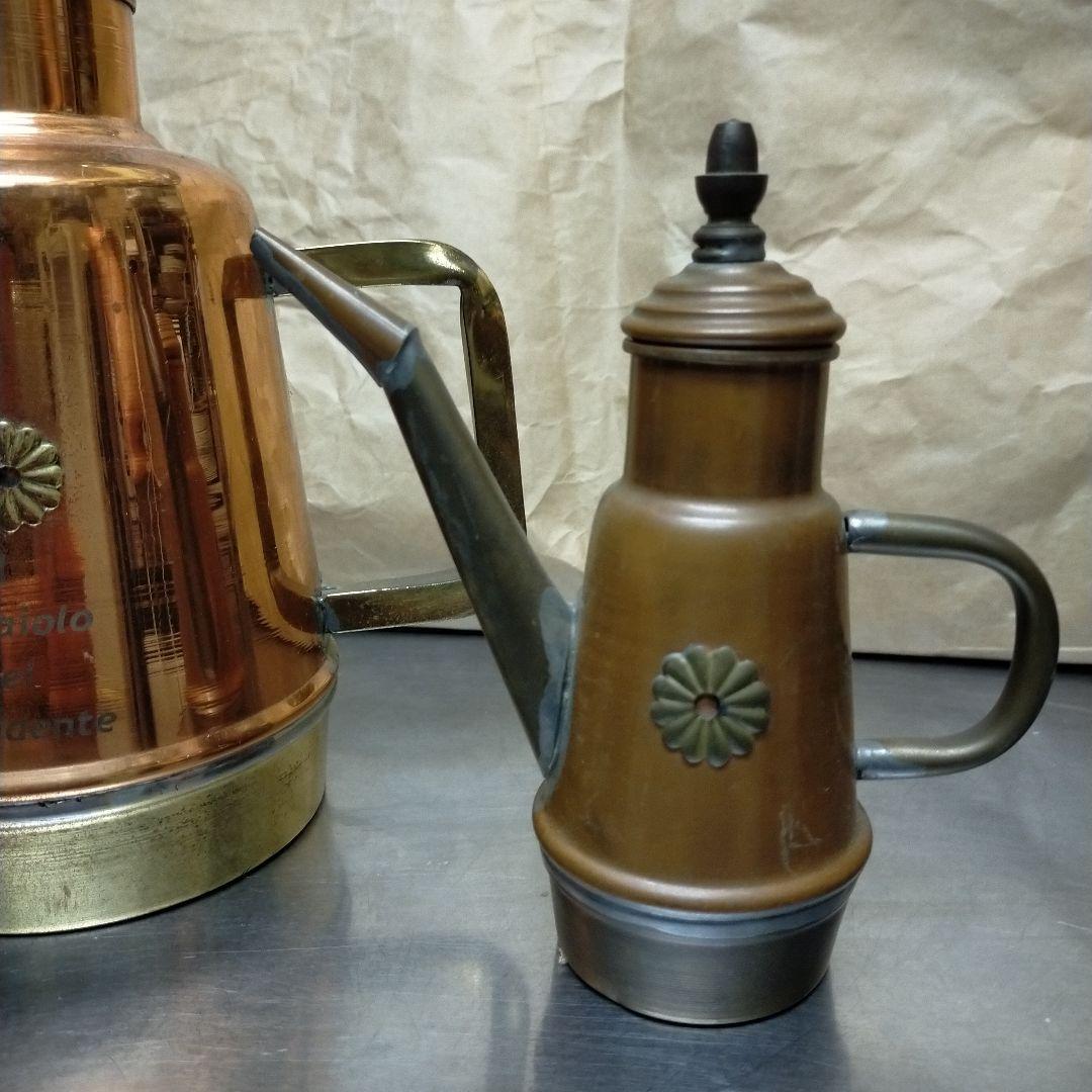 ヴィンテージ 銅製オイル缶　イタリア 大、小セット　オリーブオイル入れ